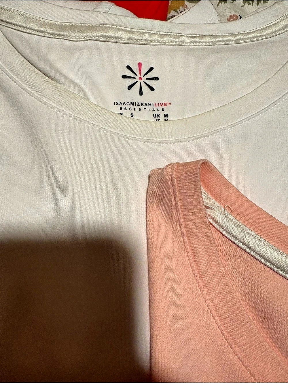Isaac Mizrahi Live! Long Sleeve Top White & Pink Medium